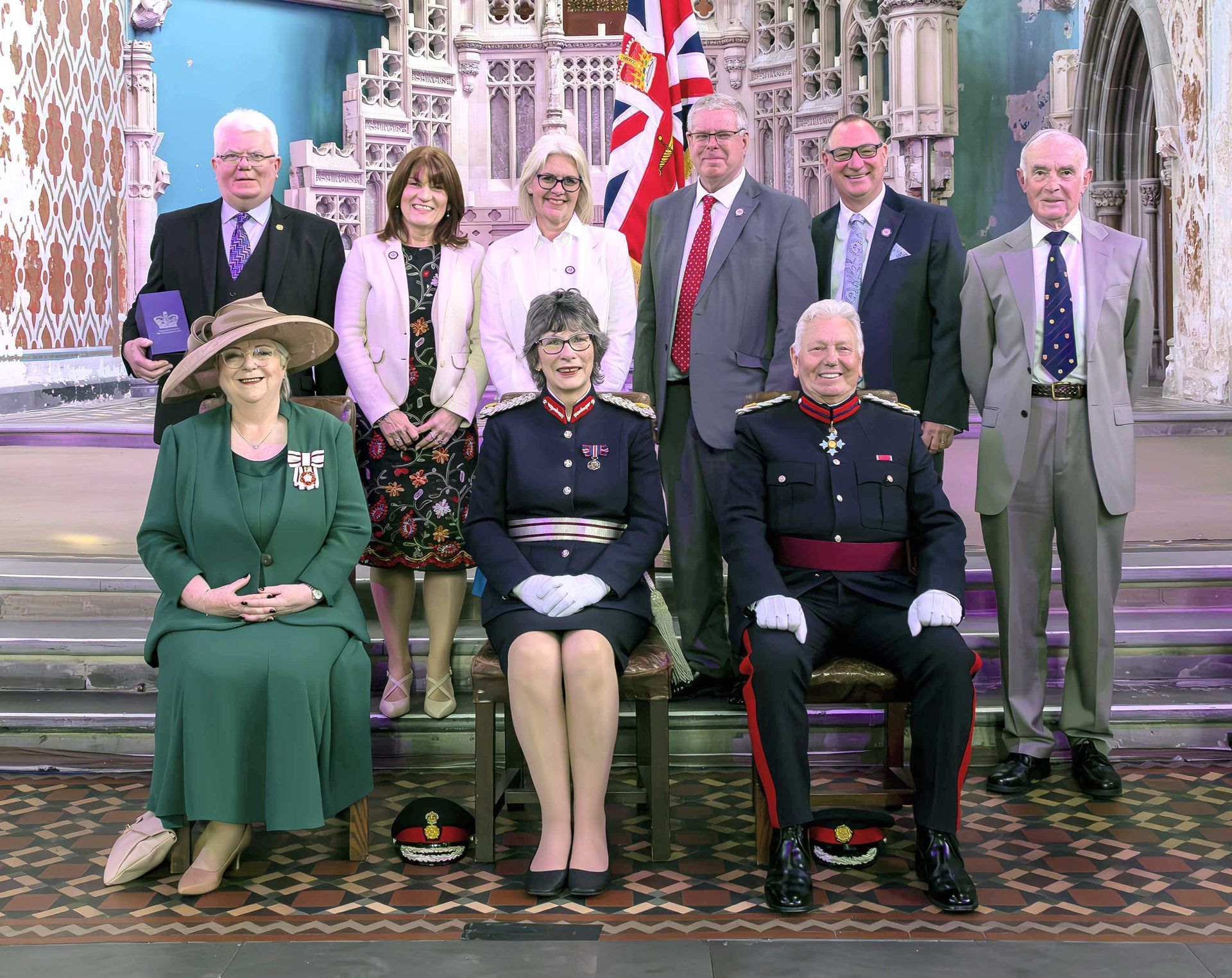 Group picture of The Lord-Lieutenant with deputies and part of the MA team