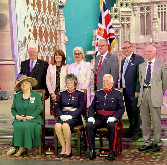 Group picture of The Lord-Lieutenant with deputies and part of the MA team