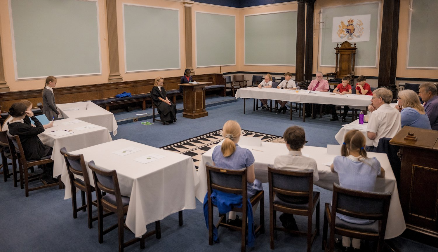 Simulated court room with participants