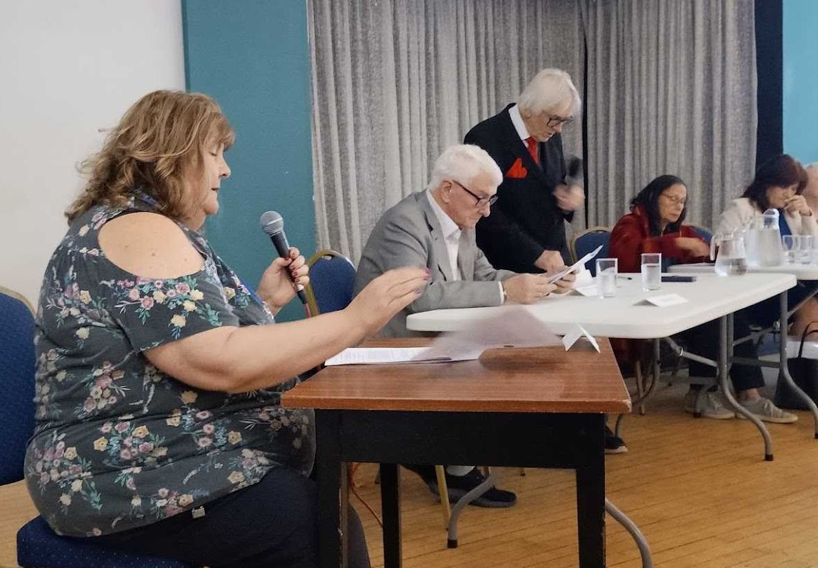 A witness giving evidence during the mock trial