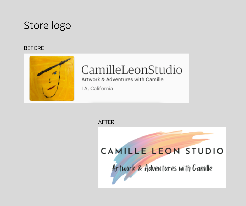 Before-and-after logos for Camille Leon Studio