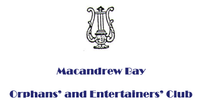 A logo for the Macandrew Bay orphans and entertainers club