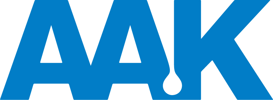 Blue AAK logo with a water droplet graphic in the center.