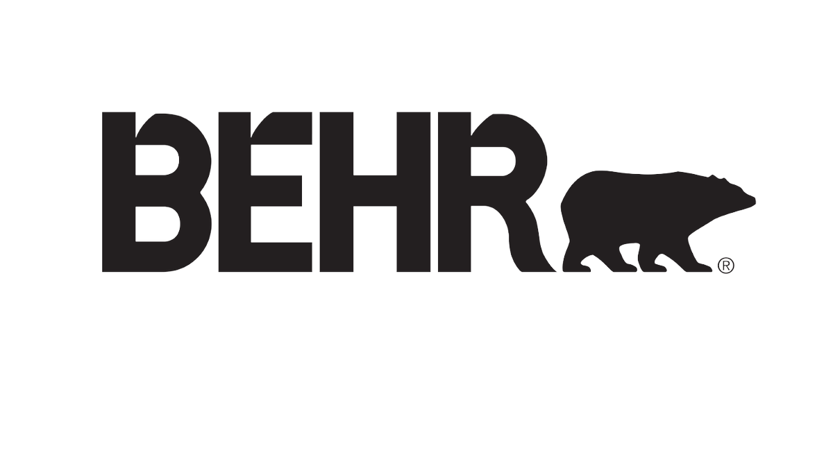 Behr paint logo: Black block letters,