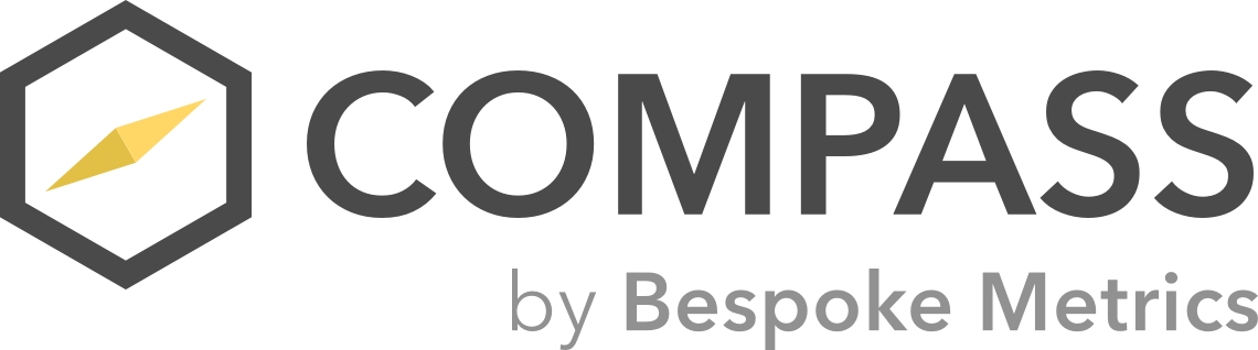 Logo for Compass by Bespoke Metrics: Compass graphic inside a hexagon, with the word