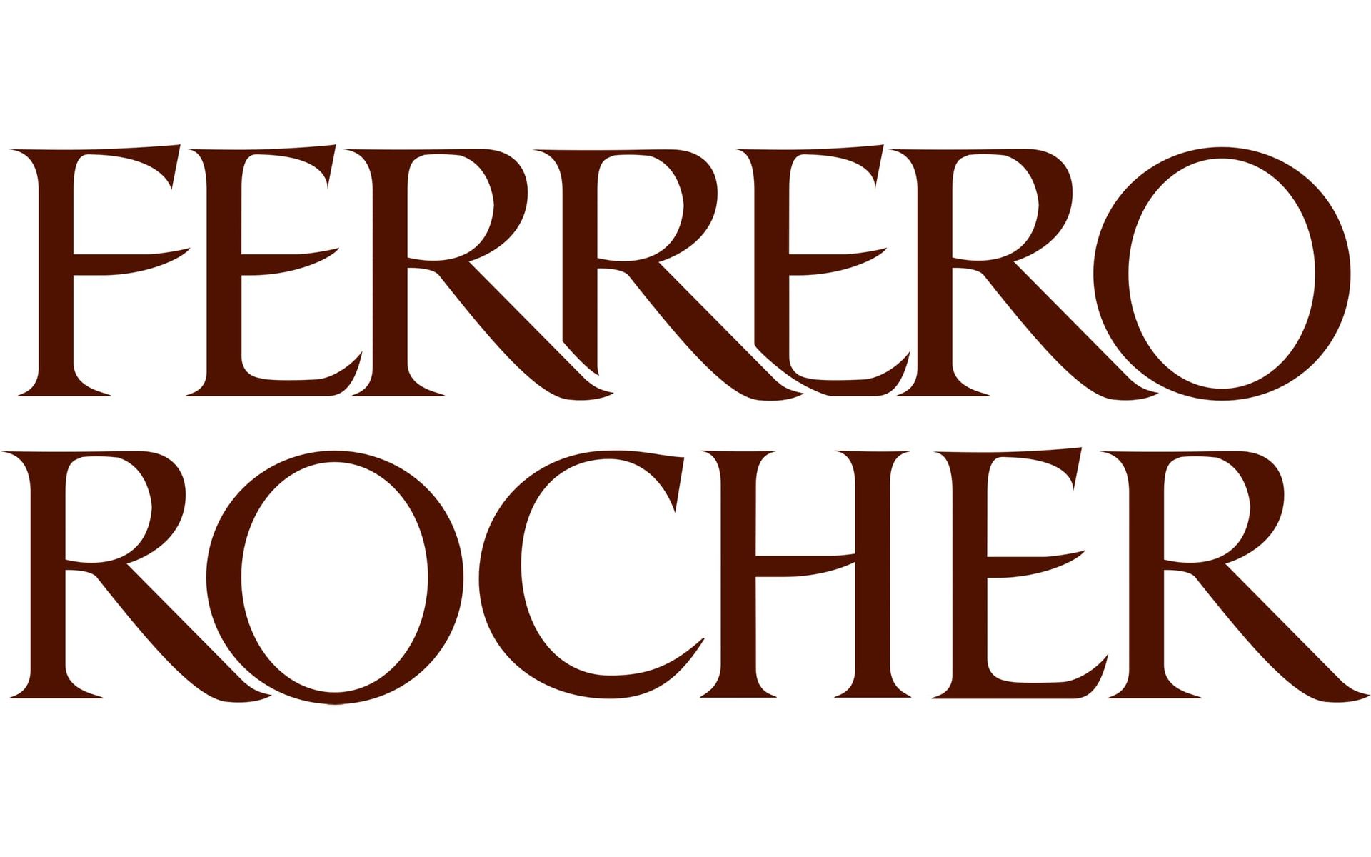 Ferrero Rocher logo in brown text.