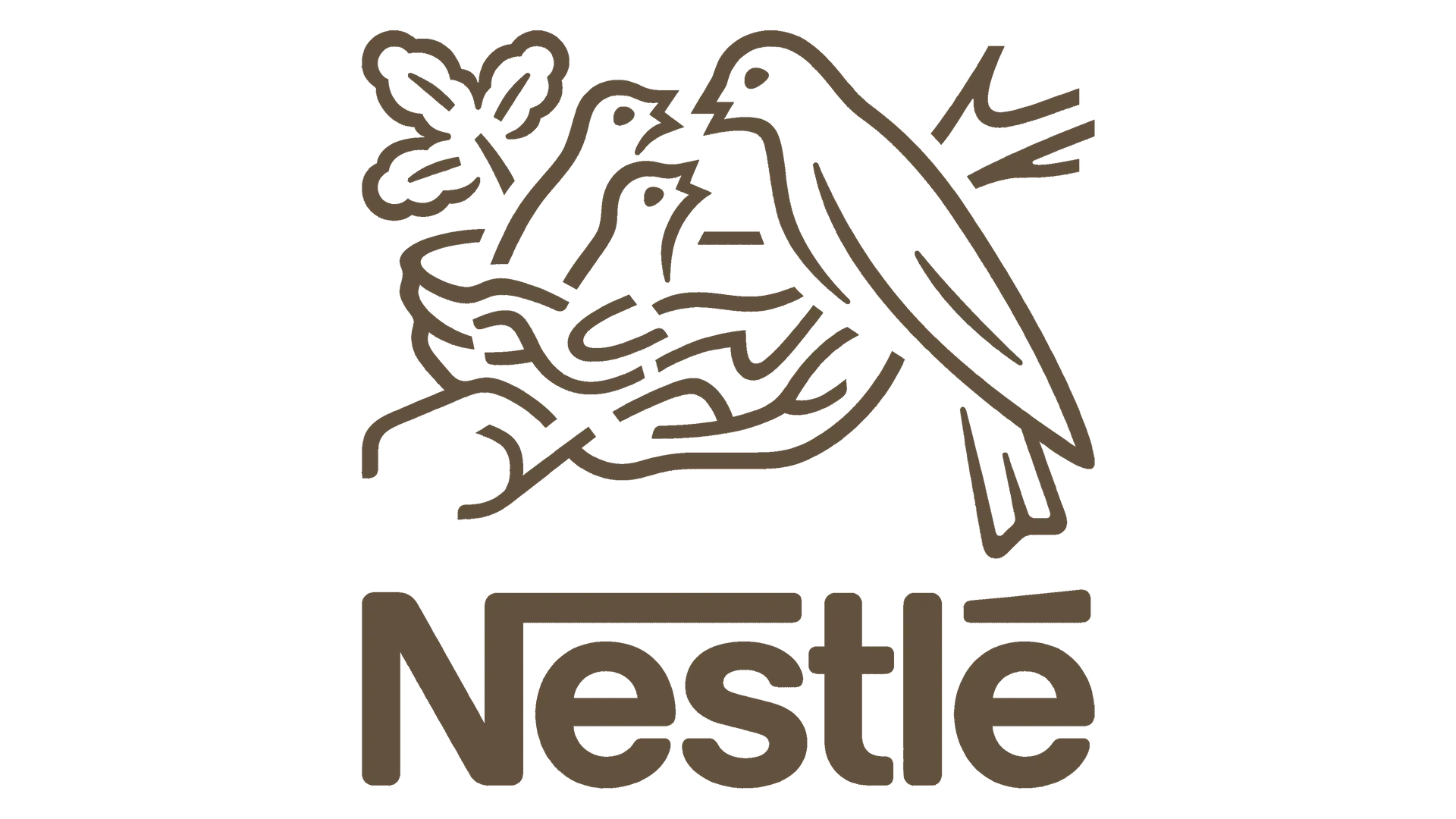 Nestlé logo with a bird feeding nestlings in a nest. Text "Nestlé" below.
