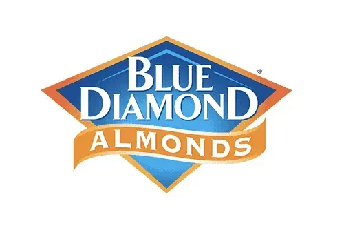 Blue Diamond Almonds logo: Blue and orange diamond shape with
