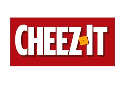 Cheez-It logo with white text on a red background, a small orange square in the "Z".