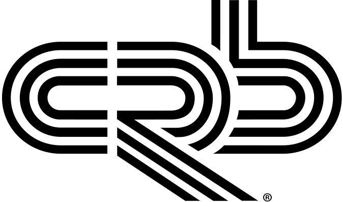 Black and white stylized logo with the letters CRB layered together.