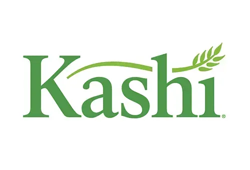 Kashi logo in green with a wheat stalk, a curved line above the word.