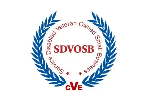 SDVOSB logo: Blue wreath surrounds text