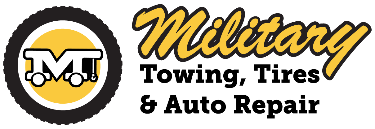 A logo for military towing in niagara falls ny