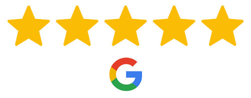 A google logo with five stars and a g on a white background.