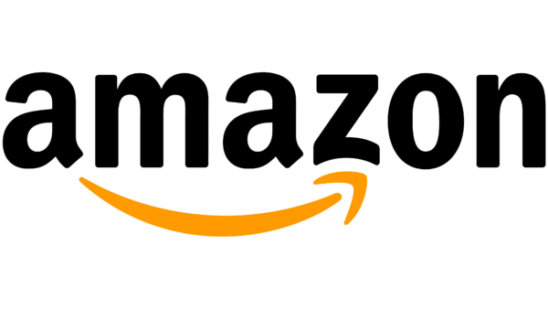 The amazon logo is black and orange with a smiling arrow.