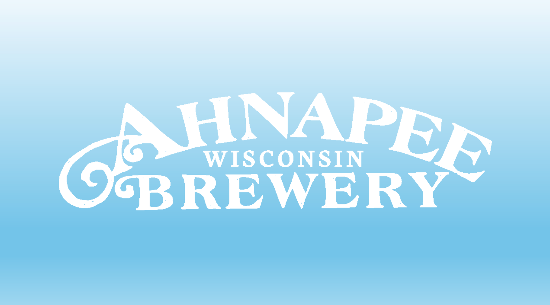 A white logo on a blue gradient background for Ahnapee Wisconsin Brewery.