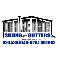 A logo for dahlke bros siding and gutters