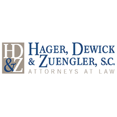 The logo for hager , dewick & zuengler , s.c. attorneys at law