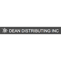 A black and white logo for dean distributing inc.