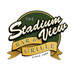 A logo for the stadium view bar and grille