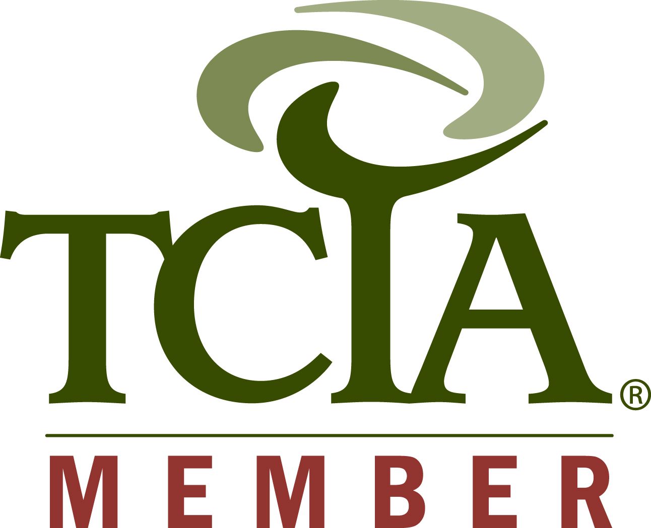 A green and red logo for tcia member