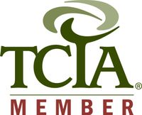 A green and red logo for tcia member