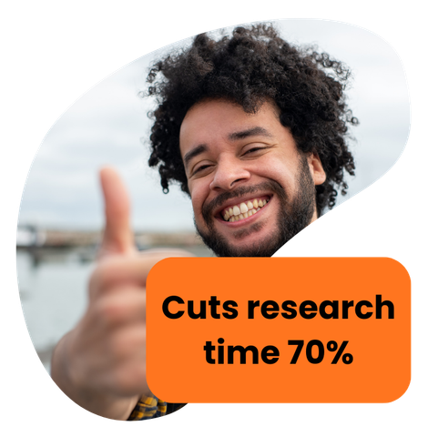 Smiling man giving thumbs up; text says 