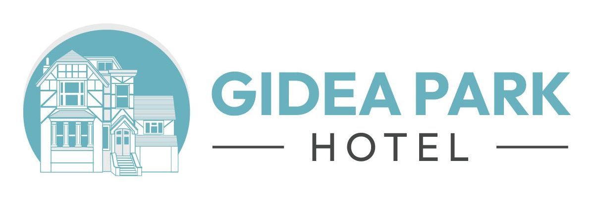 The logo for gidea park hotel shows a house in a circle.