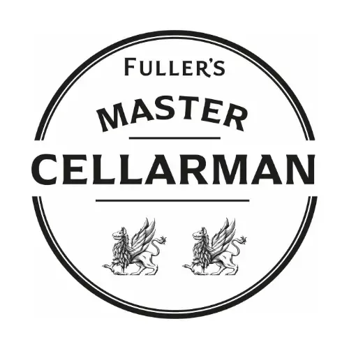 A black and white logo for fuller 's master cellarman.