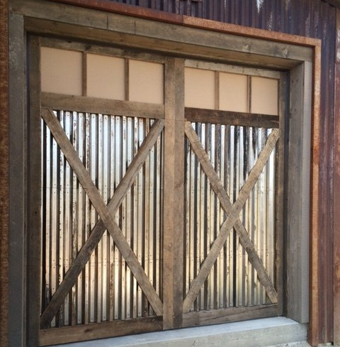 wood and metal overlay garage door