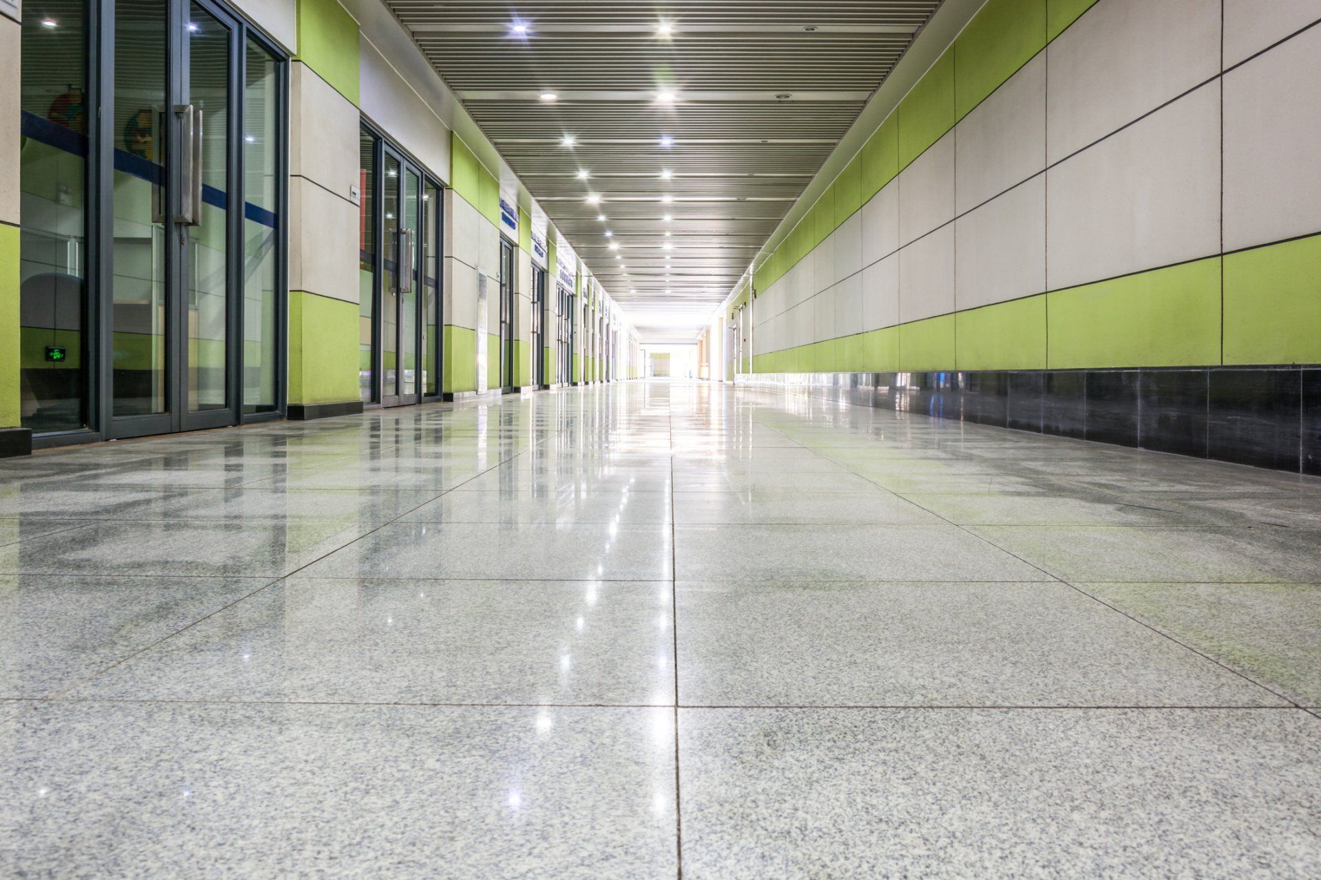 Freshly Clean Corridor of business building