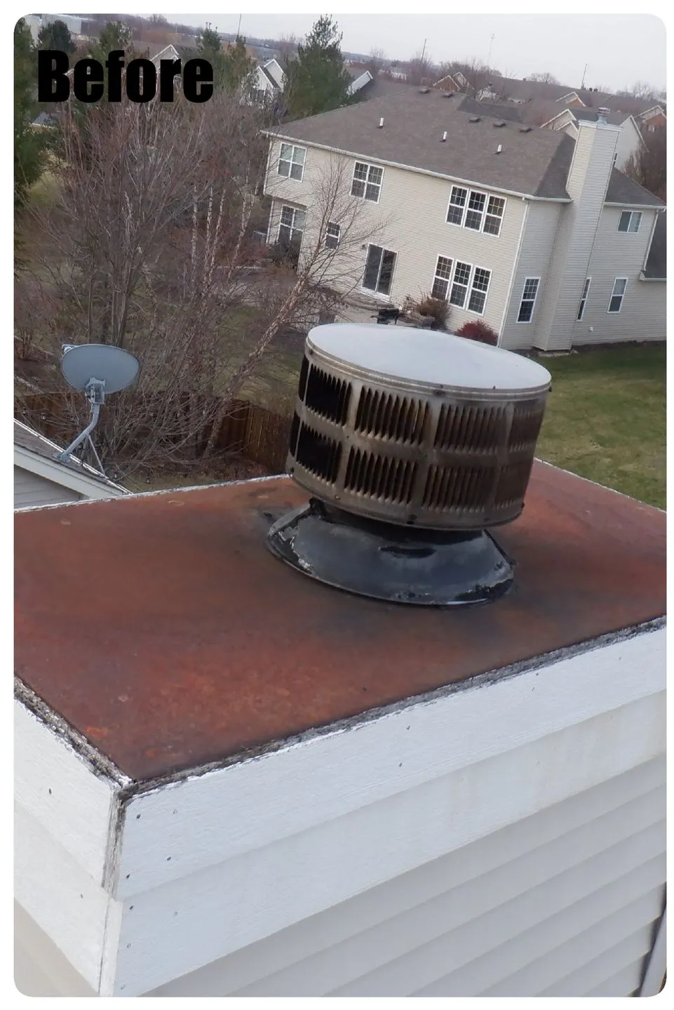 Chimney On Top Of A House Before Being Repaired - Elgin, IL - Valor Chimney Services Corporation
