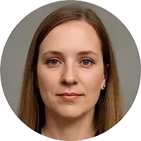 A close up of a woman 's face in a circle