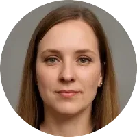 A close up of a woman 's face in a circle