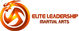 Home Page The logo for Elite Leadership Martial Arts featuring an orange, circular dragon icon and the company name in orange text.