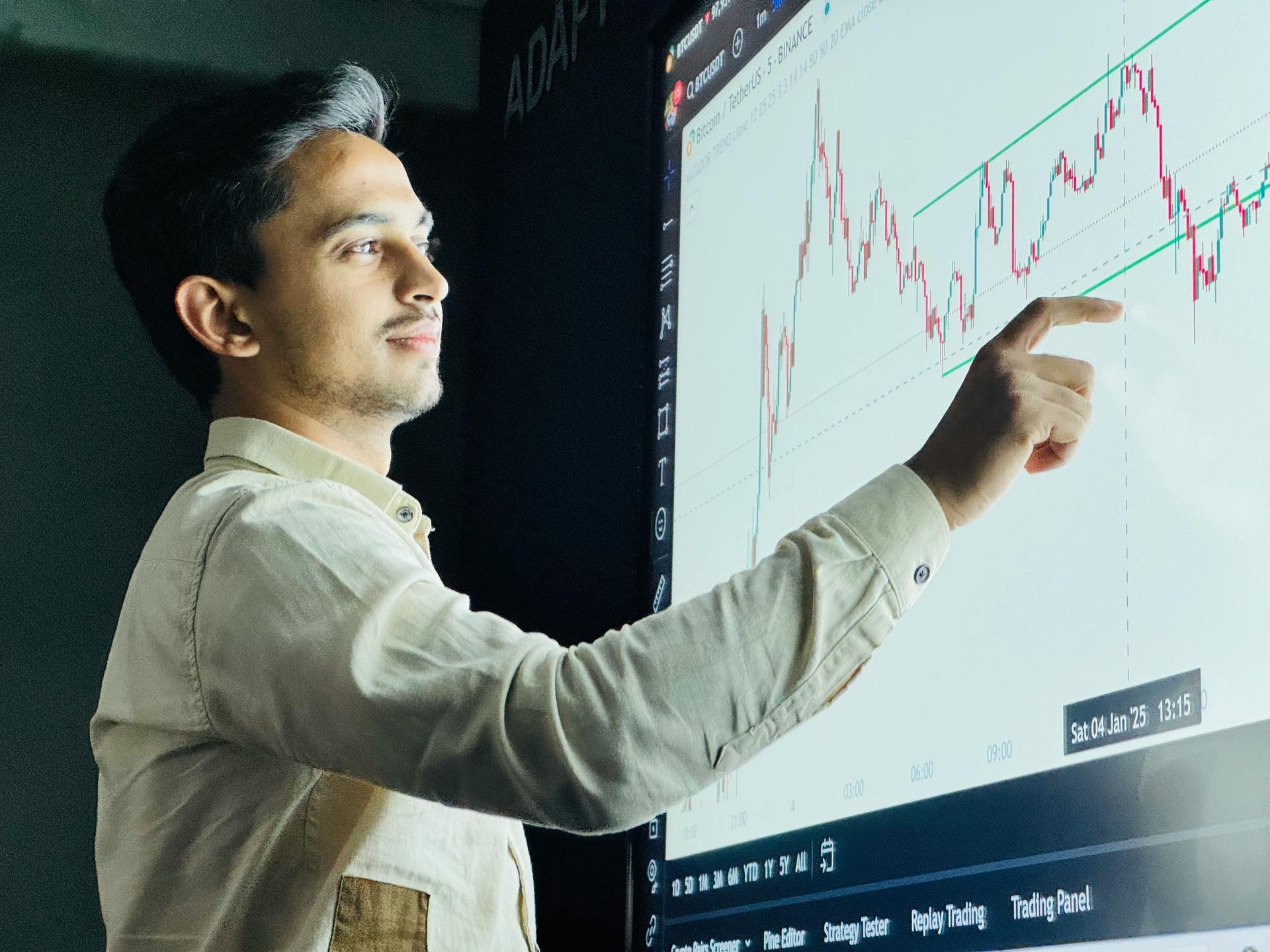 man looking at chart