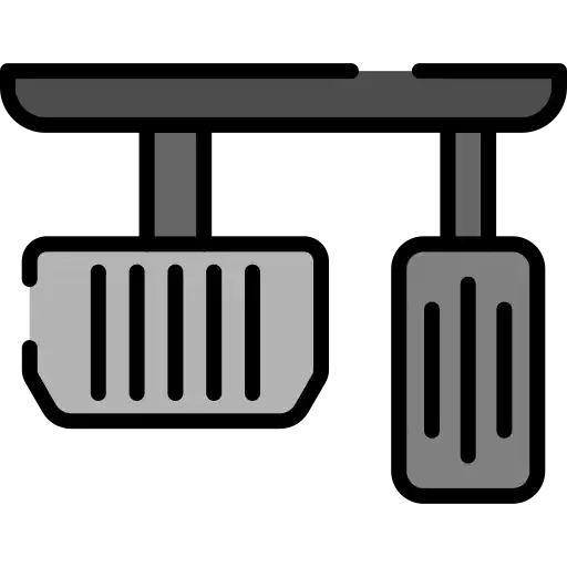 Car pedals: brake and accelerator, gray with black outlines.