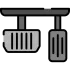 Car pedals: brake and accelerator, gray with black outlines.