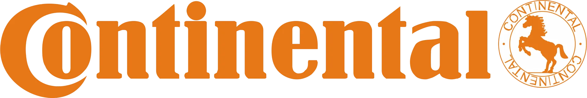 Continental tire logo with text in orange and a horse seal.