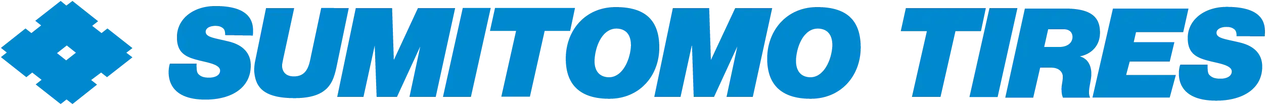Logo of Sumitomo Tires in blue with a four-petal star icon.