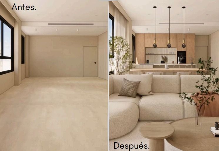 Antes y después de una vivienda. El