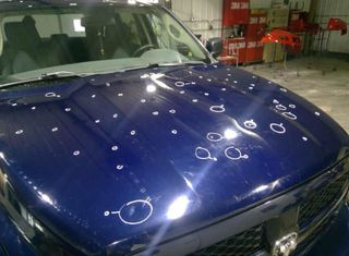 Car Hood with Markings — Solway, MN — Jacobson Body Shop