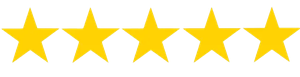 Cinq étoiles jaunes sont alignées sur un fond blanc.