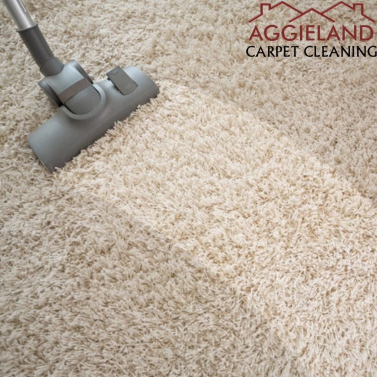 a vacuum cleaner on a carpet that says aggieland carpet cleaning