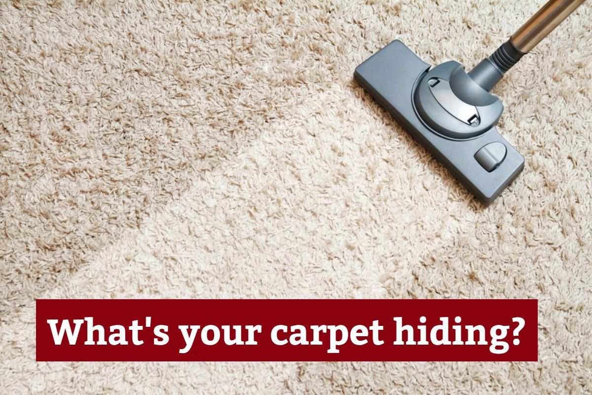 a vacuum cleaner is cleaning a carpet with the words what 's your carpet hiding