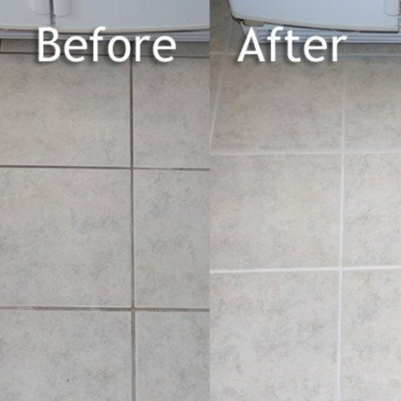 a before and after photo of a tiled floor