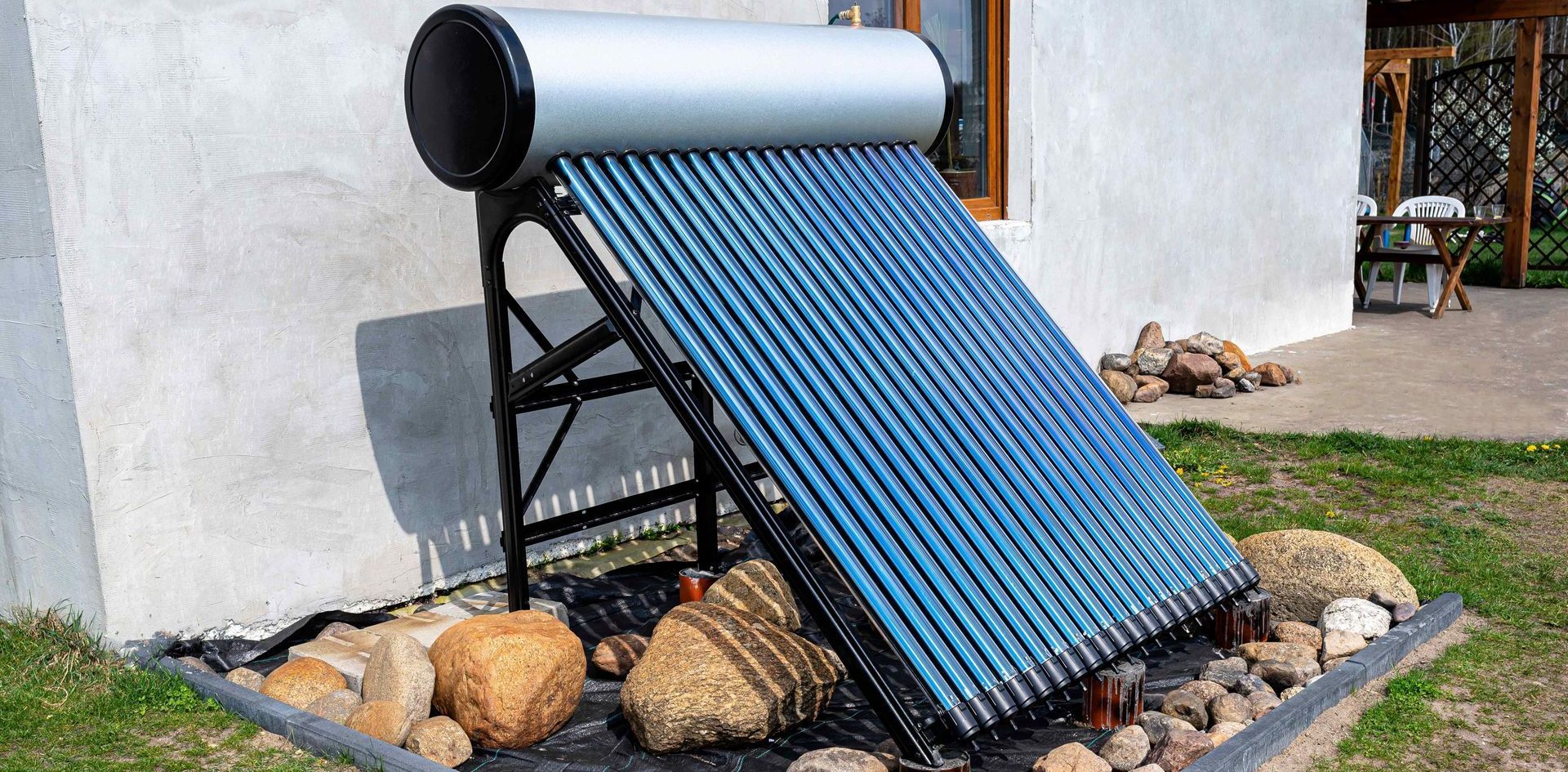 Affordable Modern Solar Water Heater Outside Residential Home