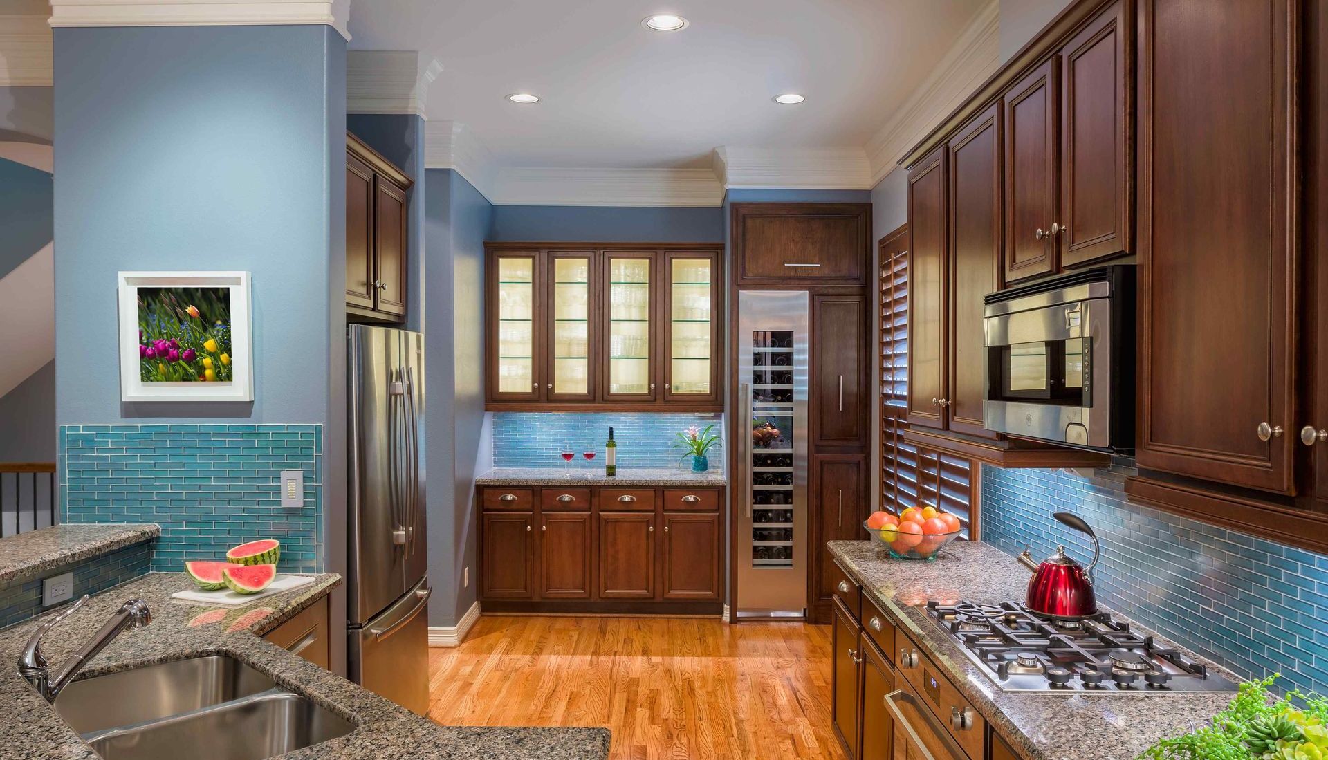 Modern American Kitchen Lit By LED Lights