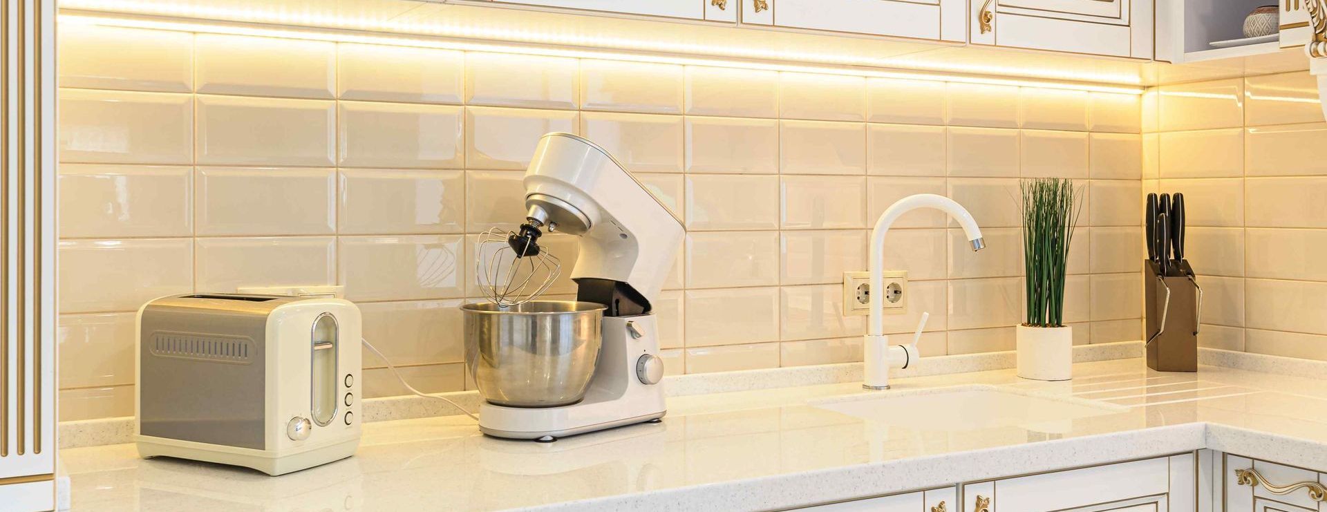 Neoclassic Style Luxury Kitchen With Under Cabinet Lighting