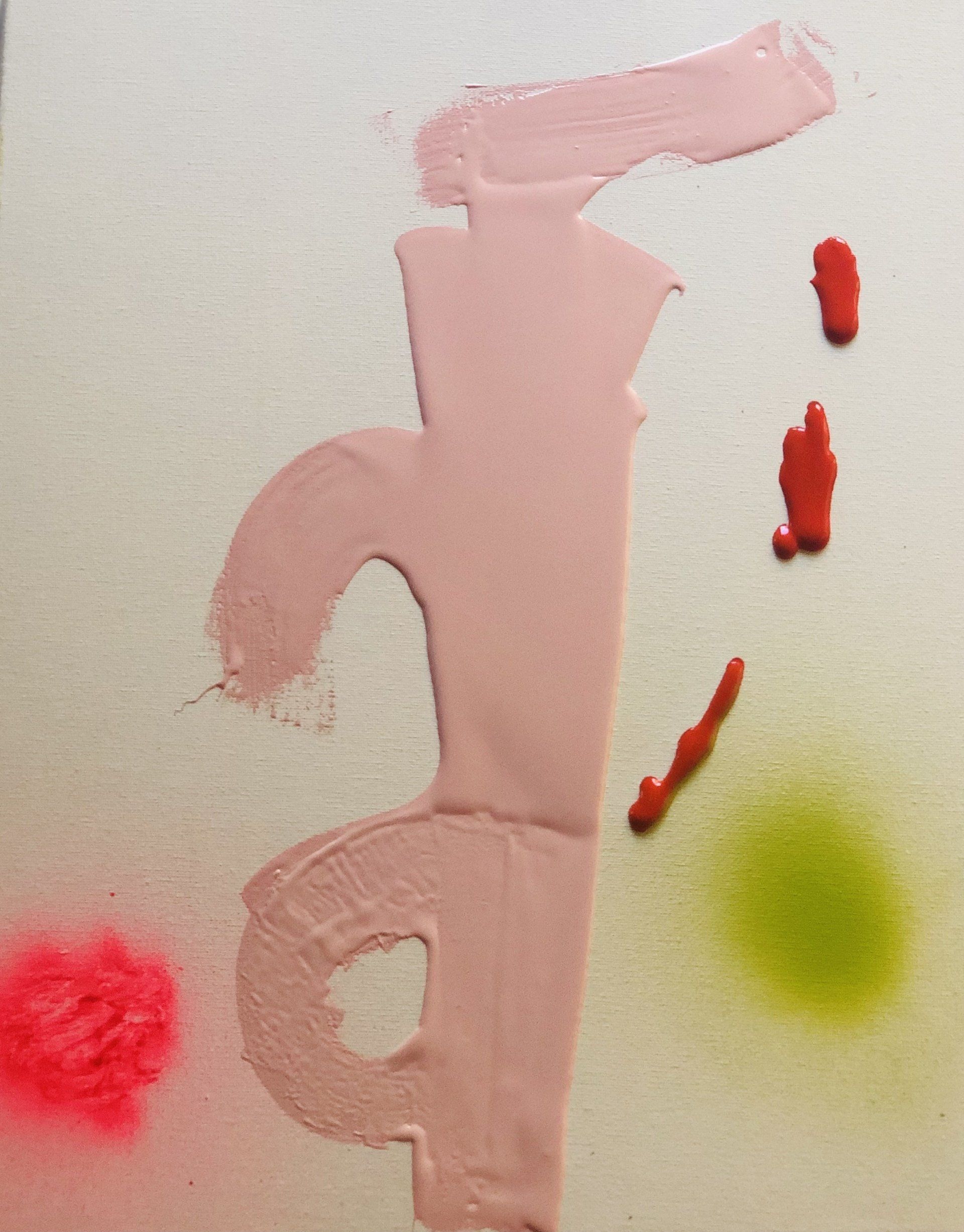 A close up of a painting with the letter p on it